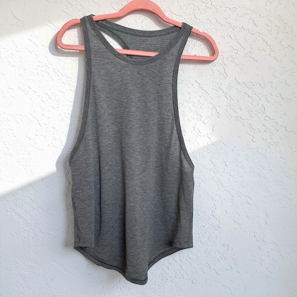 Lululemon Gray Racerback Tank Top Breathable Athletic Workout Top 8
